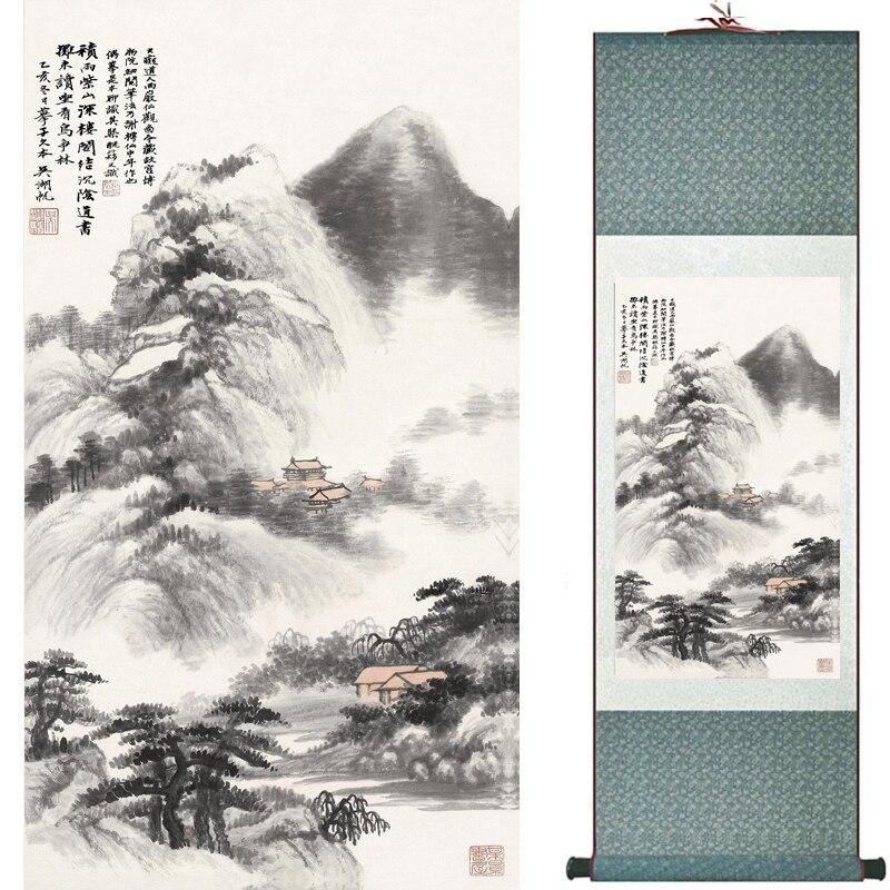 Chinese Art Scroll Painting Mountain And River Landscape Ancient Silk Picture Wall Ideas 16994-Chinese Style Finds™