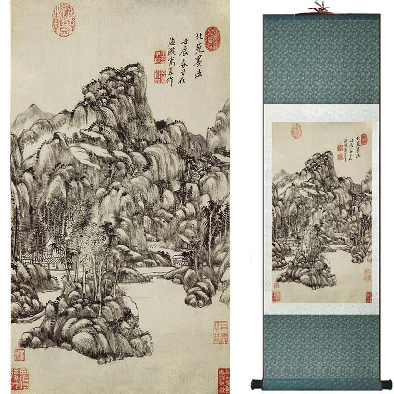 Chinese Art Scroll Painting Mountain And River Landscape Ancient Silk Picture Wall Ideas 17074-Chinese Style Finds™