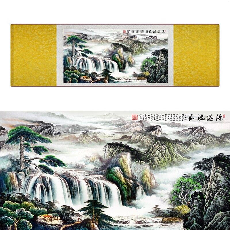 Chinese Art Scroll Painting Mountain And River Landscape Ancient Silk Picture Wall Ideas 17086-Chinese Style Finds™