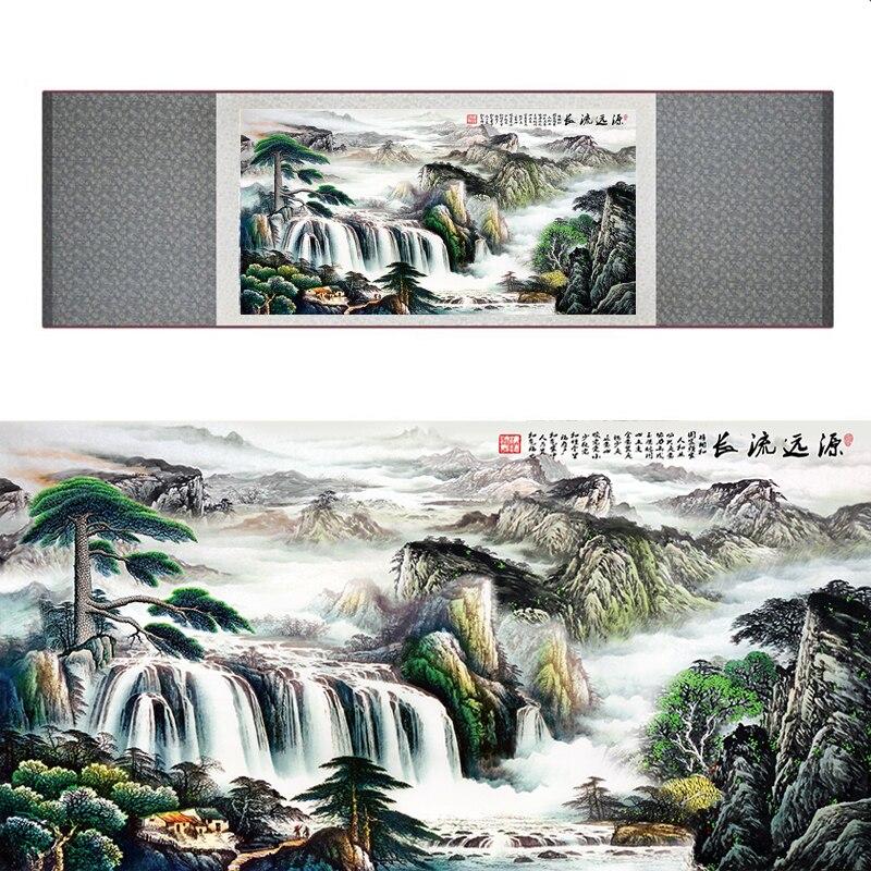 Chinese Art Scroll Painting Mountain And River Landscape Ancient Silk Picture Wall Ideas 17086-Chinese Style Finds™