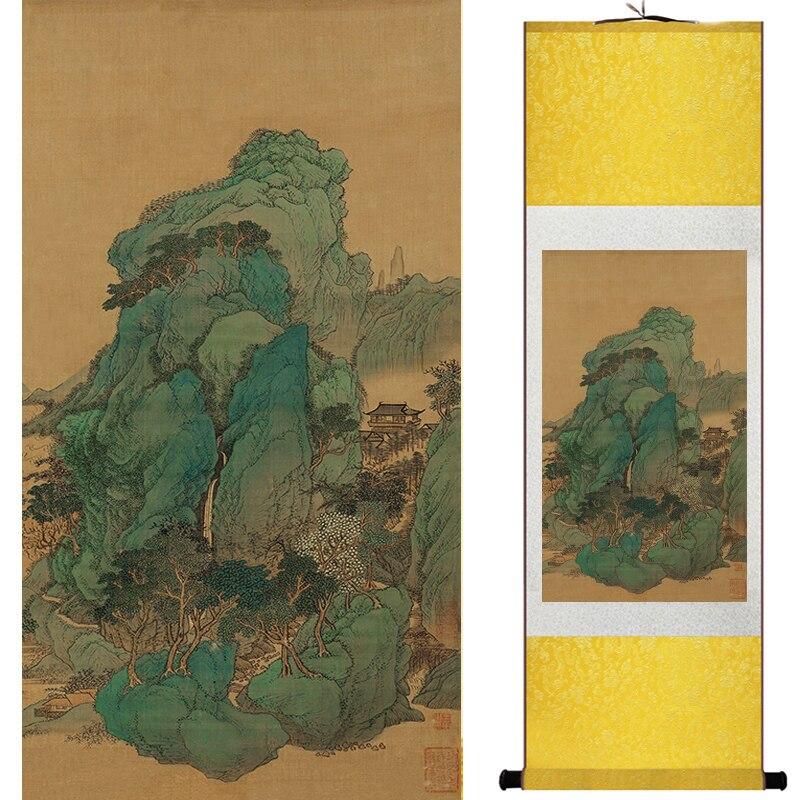 Chinese Art Scroll Painting Mountain And River Landscape Ancient Silk Picture Wall Ideas 17110-Chinese Style Finds™