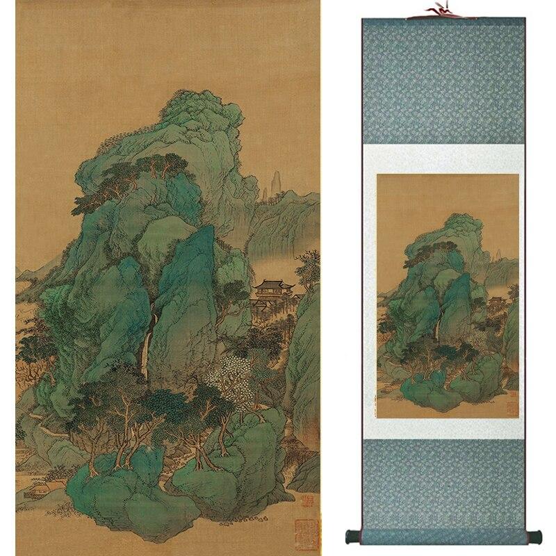 Chinese Art Scroll Painting Mountain And River Landscape Ancient Silk Picture Wall Ideas 17110-Chinese Style Finds™