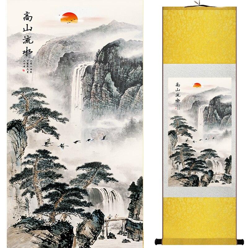 Chinese Art Scroll Painting Mountain And River Landscape Ancient Silk Picture Wall Ideas 17114-Chinese Style Finds™