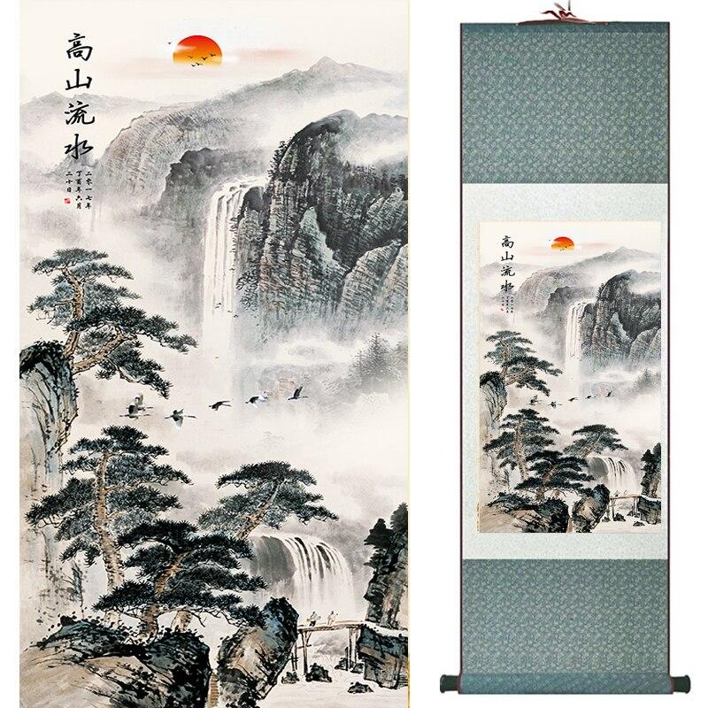 Chinese Art Scroll Painting Mountain And River Landscape Ancient Silk Picture Wall Ideas 17114-Chinese Style Finds™