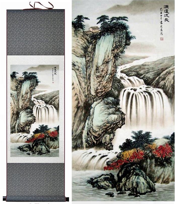 Chinese Art Scroll Painting Mountain And River Landscape Shan Shui Ancient Silk Picture Wall Ideas 13706-Chinese Style Finds™