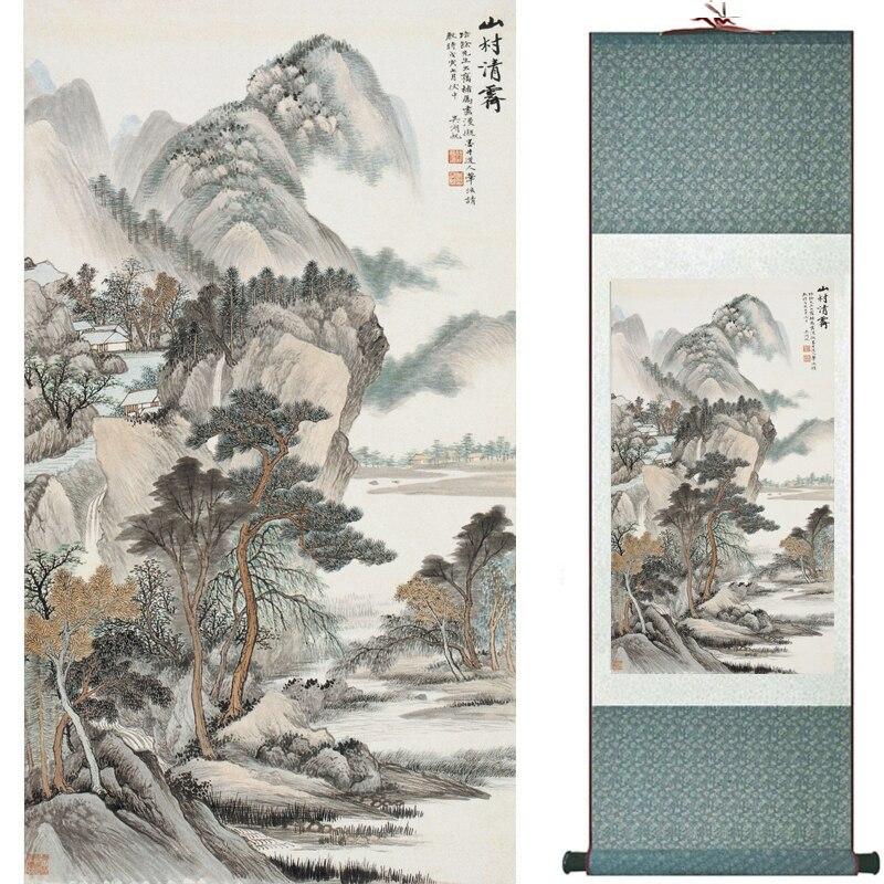 Chinese Art Scroll Painting Mountain And River Landscape Shan Shui Ancient Silk Picture Wall Ideas 16328-Chinese Style Finds™