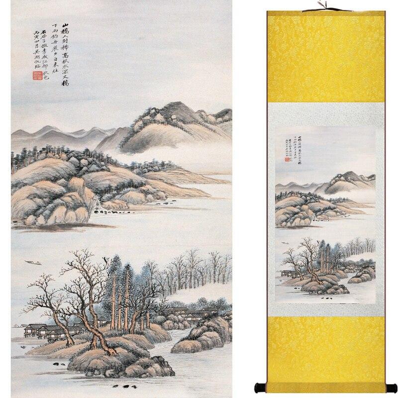 Chinese Art Scroll Painting Mountain And River Landscape Shan Shui Ancient Silk Picture Wall Ideas 16332-Chinese Style Finds™