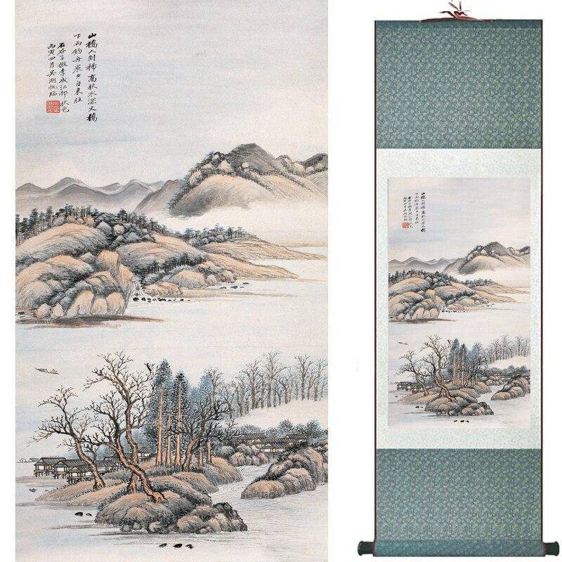 Chinese Art Scroll Painting Mountain And River Landscape Shan Shui Ancient Silk Picture Wall Ideas 16332-Chinese Style Finds™