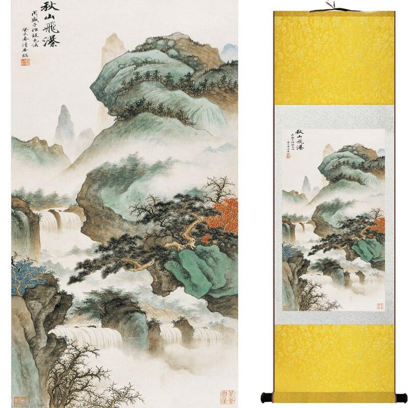 Chinese Art Scroll Painting Mountain And River Landscape Shan Shui Ancient Silk Picture Wall Ideas 16336-Chinese Style Finds™