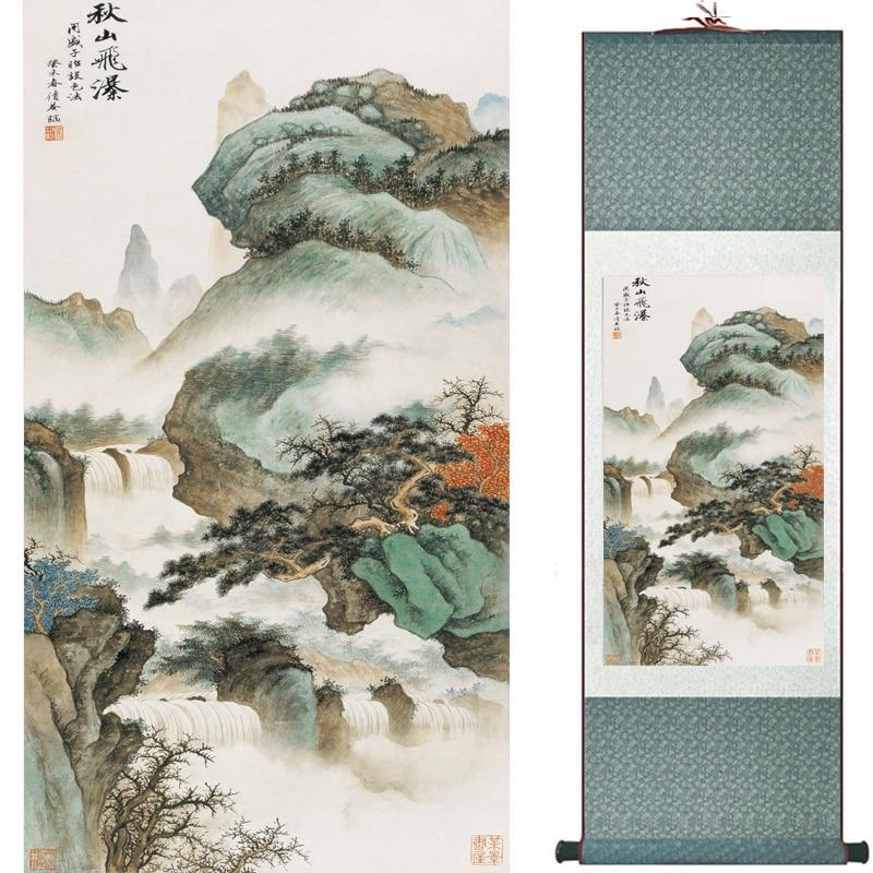 Chinese Art Scroll Painting Mountain And River Landscape Shan Shui Ancient Silk Picture Wall Ideas 16336-Chinese Style Finds™