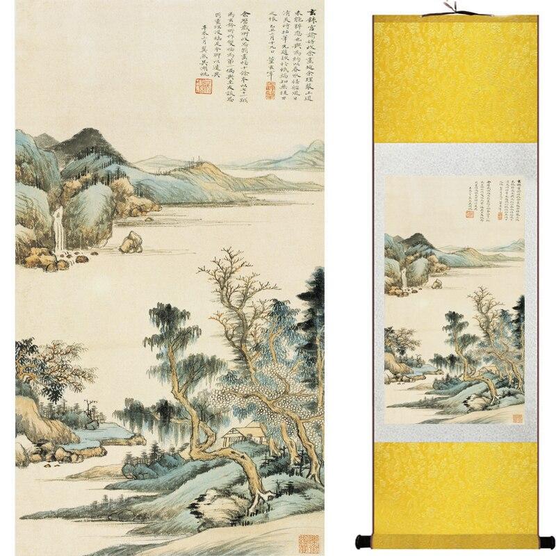 Chinese Art Scroll Painting Mountain And River Landscape Shan Shui Ancient Silk Picture Wall Ideas 16340-Chinese Style Finds™