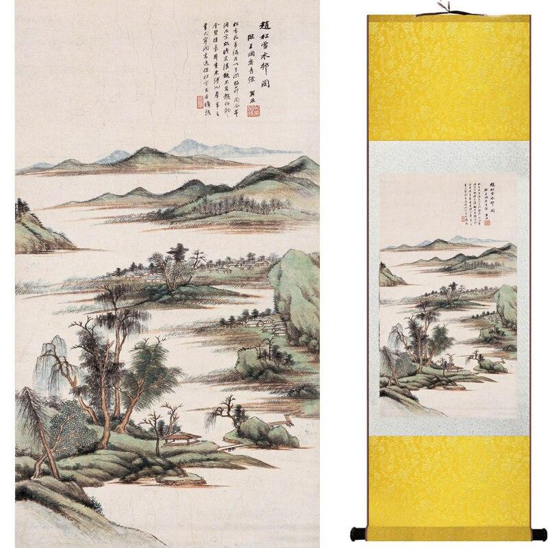 Chinese Art Scroll Painting Mountain And River Landscape Shan Shui Ancient Silk Picture Wall Ideas 16344-Chinese Style Finds™