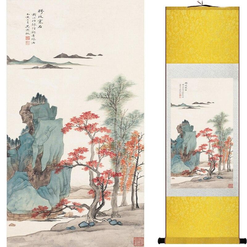 Chinese Art Scroll Painting Mountain And River Landscape Shan Shui Ancient Silk Picture Wall Ideas 16356-Chinese Style Finds™