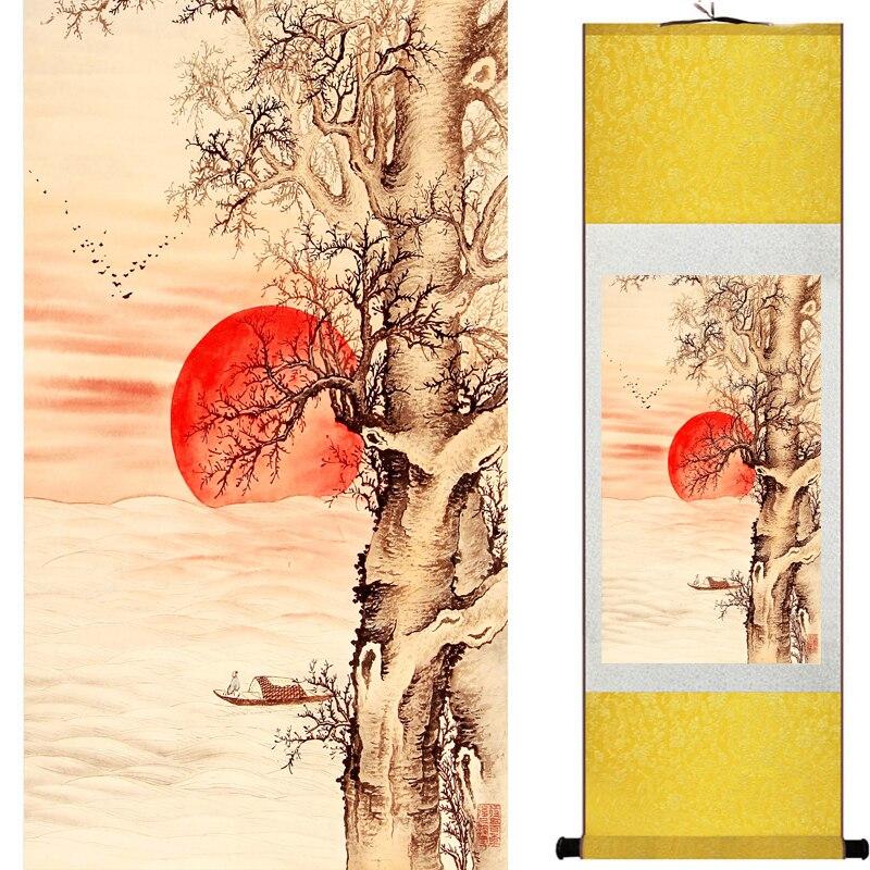 Chinese Art Scroll Painting Mountain And River Landscape Shan Shui Ancient Silk Picture Wall Ideas 16360-Chinese Style Finds™