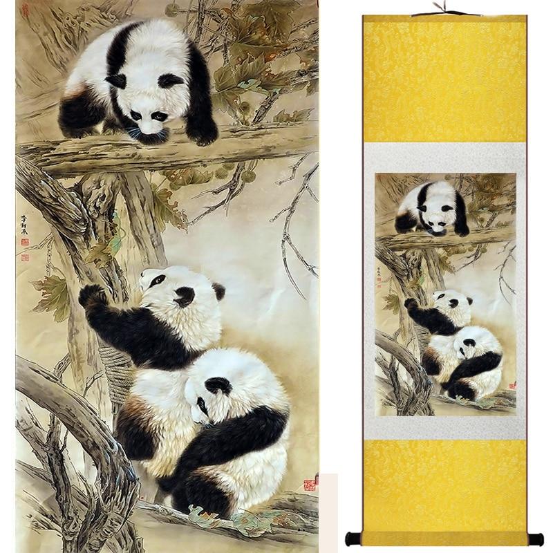 Chinese Art Scroll Painting Pandas Ancient Silk Picture Wall Ideas 18556-Chinese Style Finds™