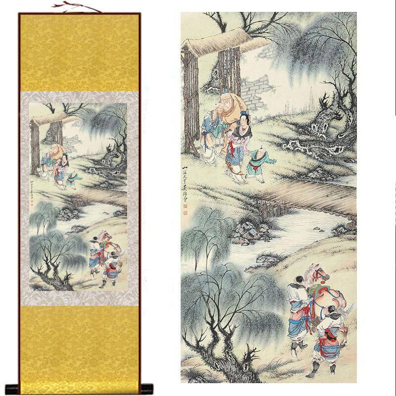 Chinese Art Scroll Painting People Landscape Ancient Silk Picture Wall Ideas 11854-Chinese Style Finds™