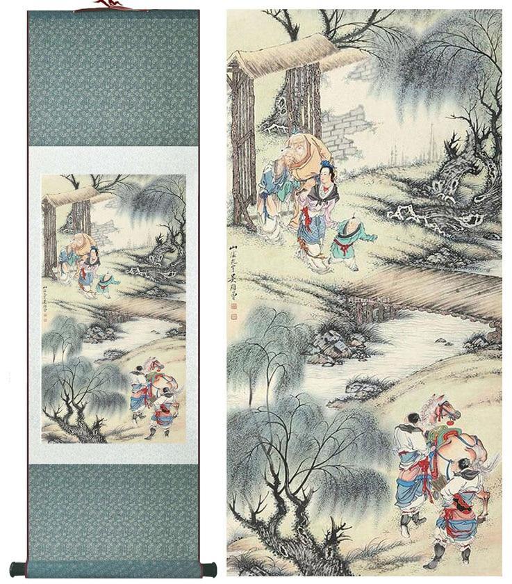 Chinese Art Scroll Painting People Landscape Ancient Silk Picture Wall Ideas 11854-Chinese Style Finds™