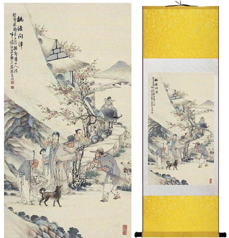 Chinese Art Scroll Painting People Landscape Ancient Silk Picture Wall Ideas 11862-Chinese Style Finds™