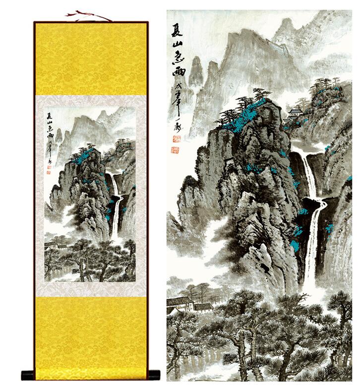 Chinese Art Scroll Painting People Landscape Ancient Silk Picture Wall Ideas 13050-Chinese Style Finds™