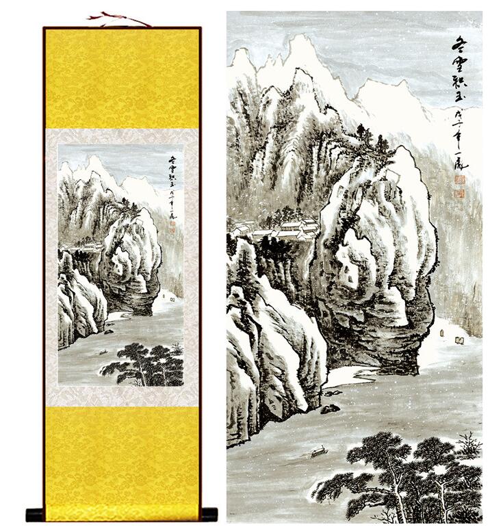 Chinese Art Scroll Painting People Landscape Ancient Silk Picture Wall Ideas 13058-Chinese Style Finds™