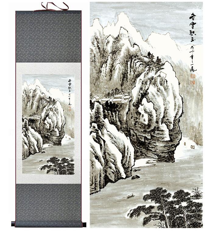 Chinese Art Scroll Painting People Landscape Ancient Silk Picture Wall Ideas 13058-Chinese Style Finds™