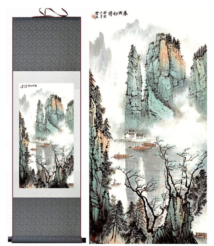 Chinese Art Scroll Painting People Landscape Ancient Silk Picture Wall Ideas 13126-Chinese Style Finds™