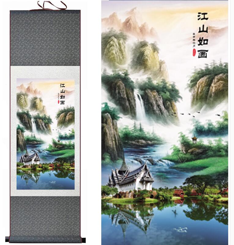 Chinese Art Scroll Painting People Landscape Ancient Silk Picture Wall Ideas 13538-Chinese Style Finds™