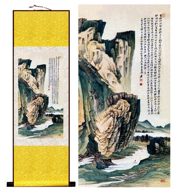 Chinese Art Scroll Painting People Landscape Ancient Silk Picture Wall Ideas 13630-Chinese Style Finds™