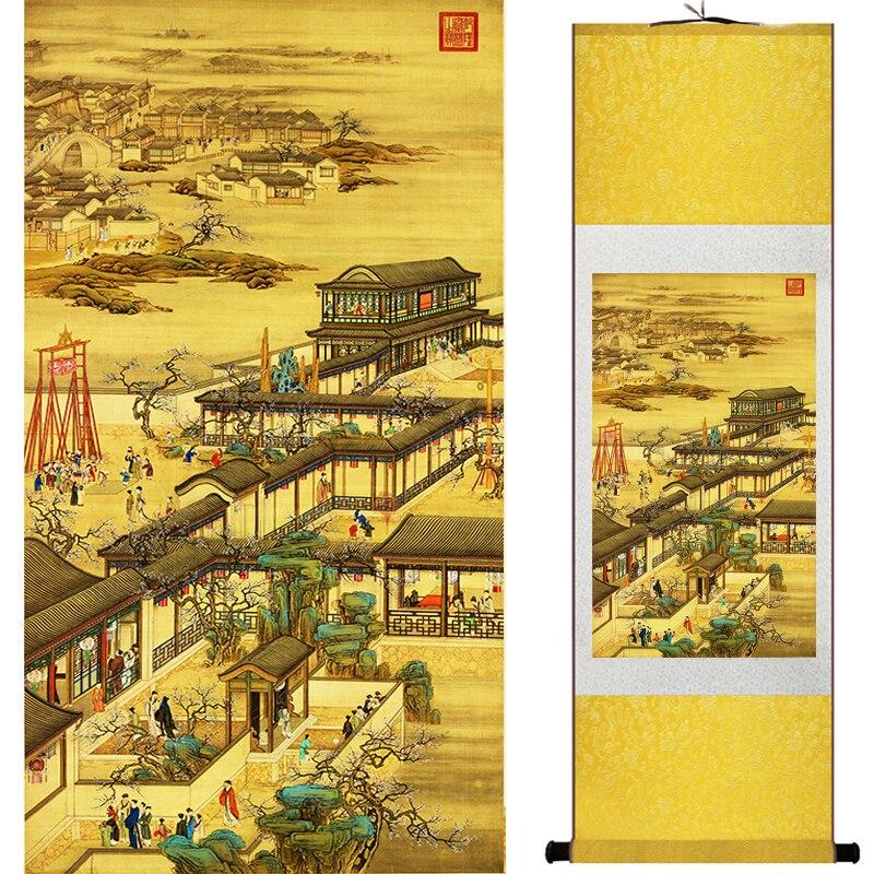 Chinese Art Scroll Painting People Landscape Ancient Silk Picture Wall Ideas 17166-Chinese Style Finds™