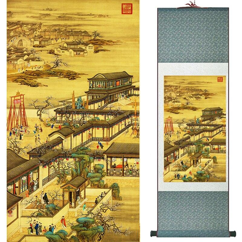 Chinese Art Scroll Painting People Landscape Ancient Silk Picture Wall Ideas 17166-Chinese Style Finds™