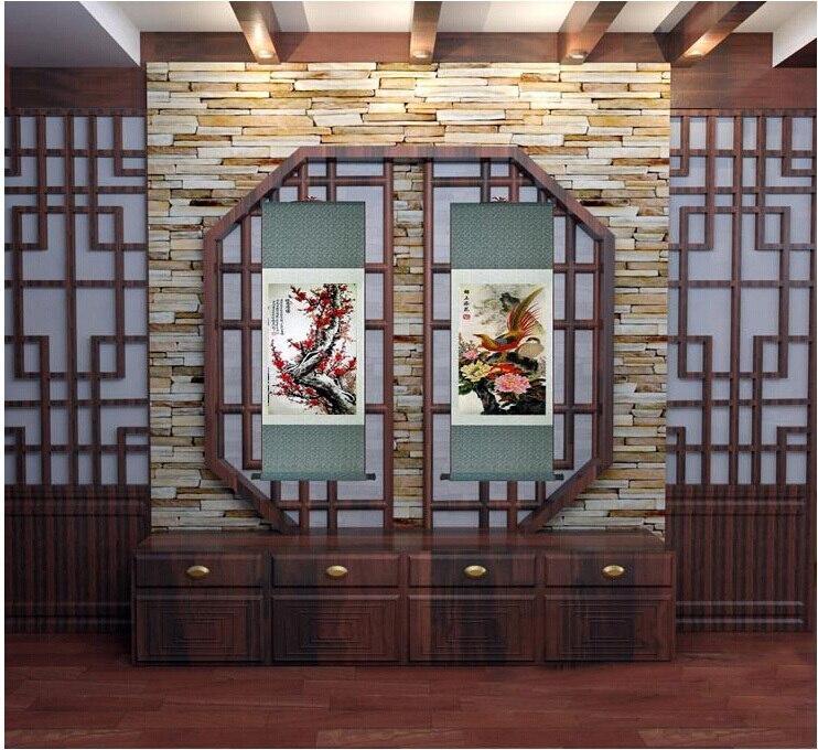 Chinese Art Scroll Painting Plum Blossom Ancient Silk Picture Wall Ideas 10256-Chinese Style Finds™