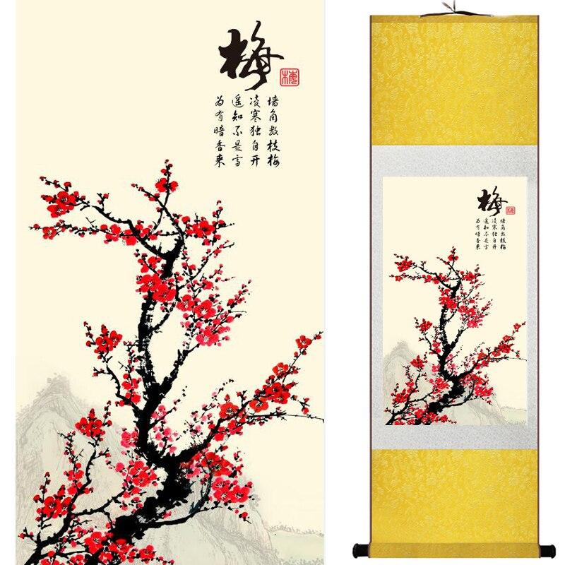 Chinese Art Scroll Painting Plum Blossom Animal Birds And Flower Ancient Silk Picture Wall Ideas 15728-Chinese Style Finds™