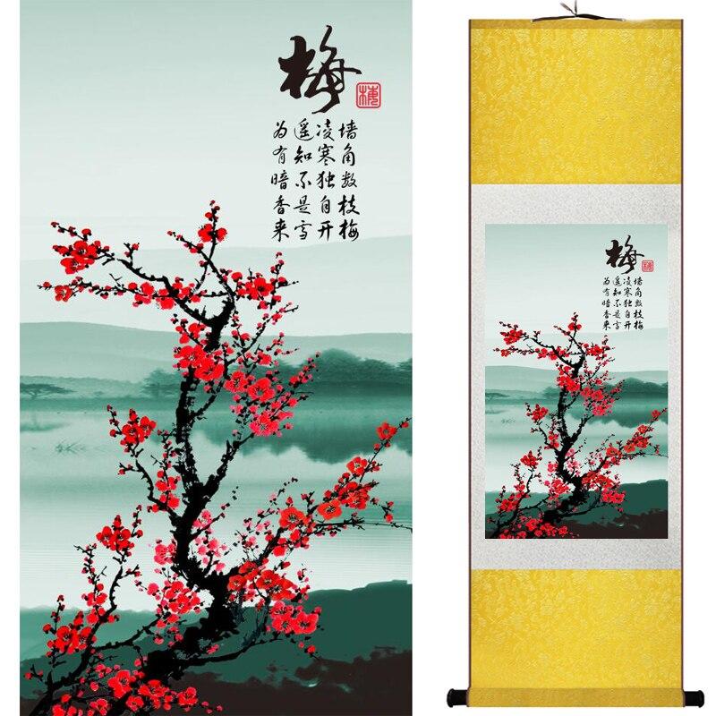 Chinese Art Scroll Painting Plum Blossom Animal Birds And Flower Ancient Silk Picture Wall Ideas 15732-Chinese Style Finds™