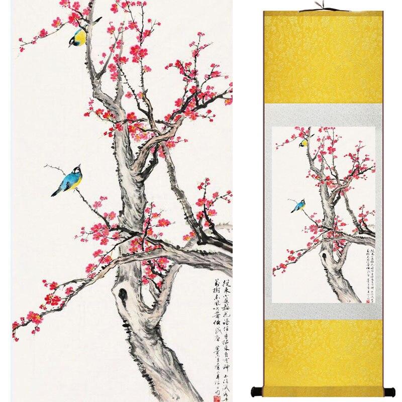 Chinese Art Scroll Painting Plum Blossom Animal Birds And Flower Ancient Silk Picture Wall Ideas 15880-Chinese Style Finds™