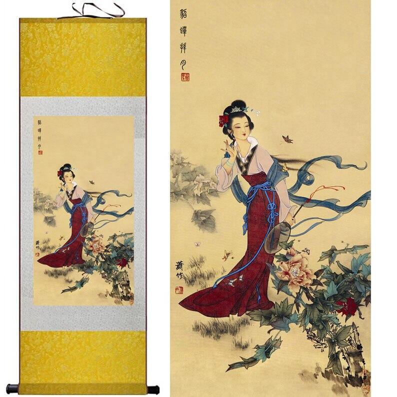 Chinese Art Scroll Painting Portrait Ancient Silk Picture Wall Ideas 10912-Chinese Style Finds™