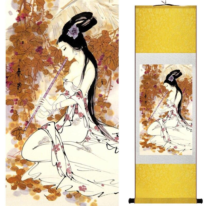 Chinese Art Scroll Painting Portrait Women Ancient Silk Picture Wall Ideas 16472-Chinese Style Finds™