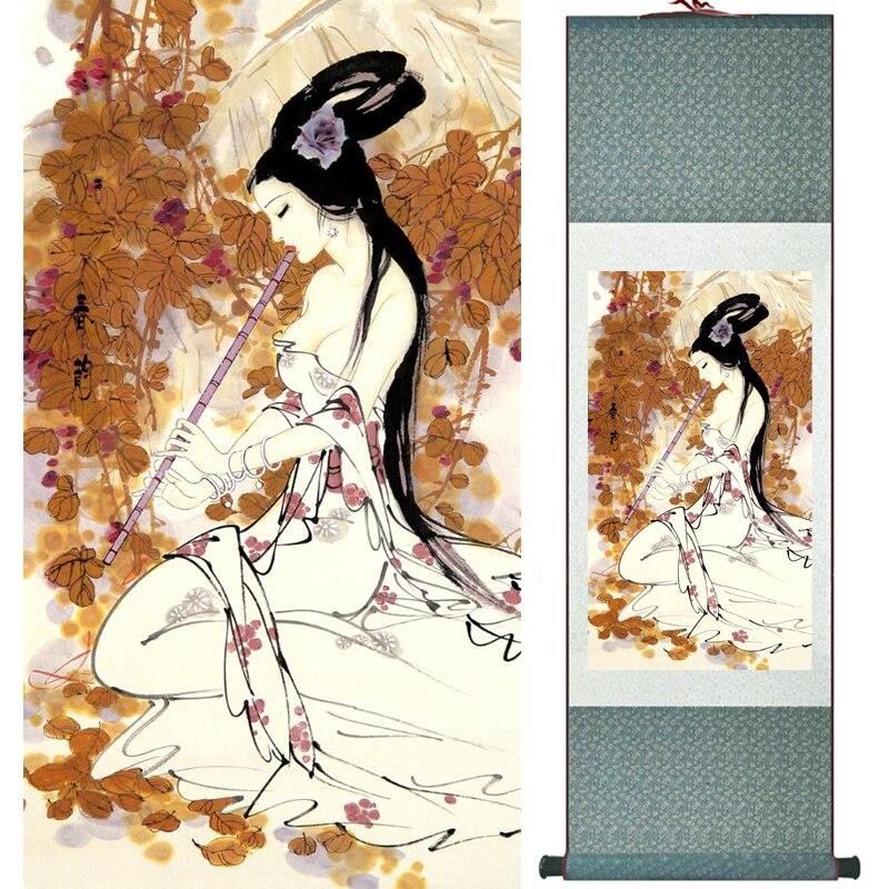 Chinese Art Scroll Painting Portrait Women Ancient Silk Picture Wall Ideas 16472-Chinese Style Finds™