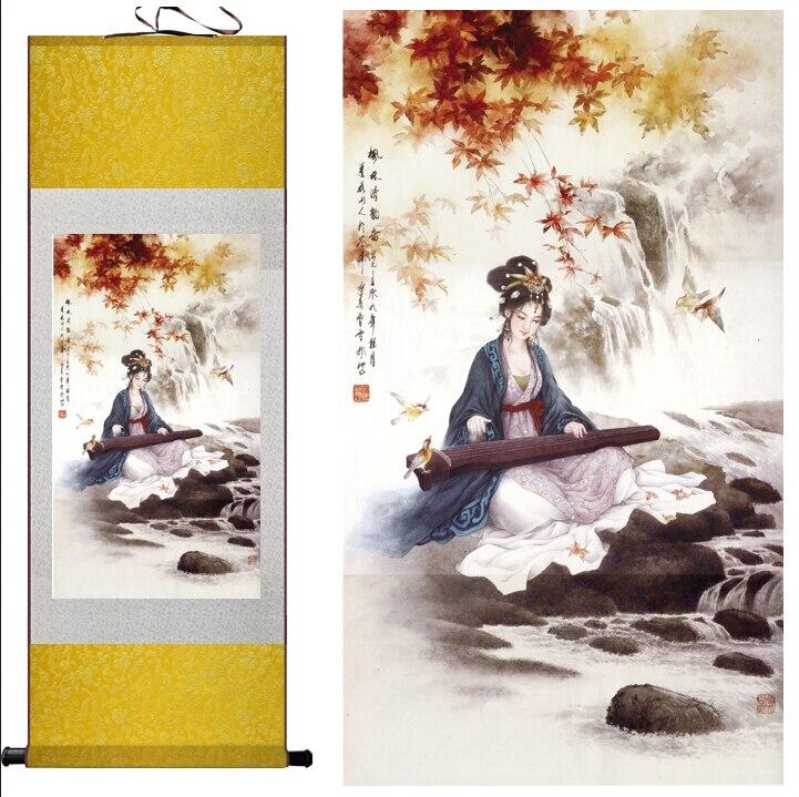 Chinese Art Scroll Painting Portrait Women Zhao Jun Chu Sai Ancient Silk Picture Wall Ideas 11394-Chinese Style Finds™