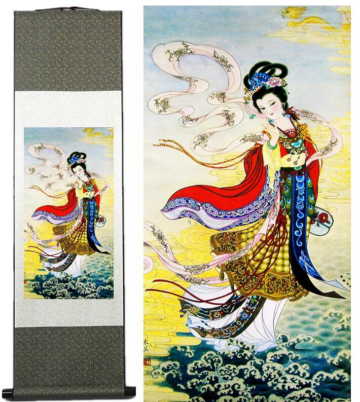 Chinese Art Scroll Painting Portrait Women Zhao Jun Chu Sai Ancient Silk Picture Wall Ideas 12038-Chinese Style Finds™