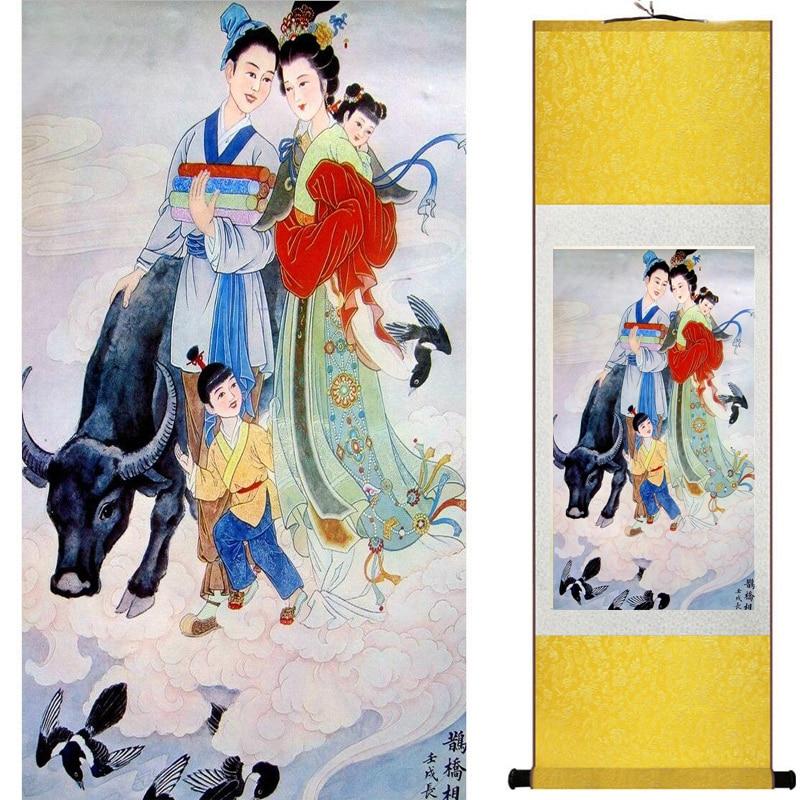 Chinese Art Scroll Painting Pretty Girl Ancient Silk Picture Wall Ideas 20182-Chinese Style Finds™