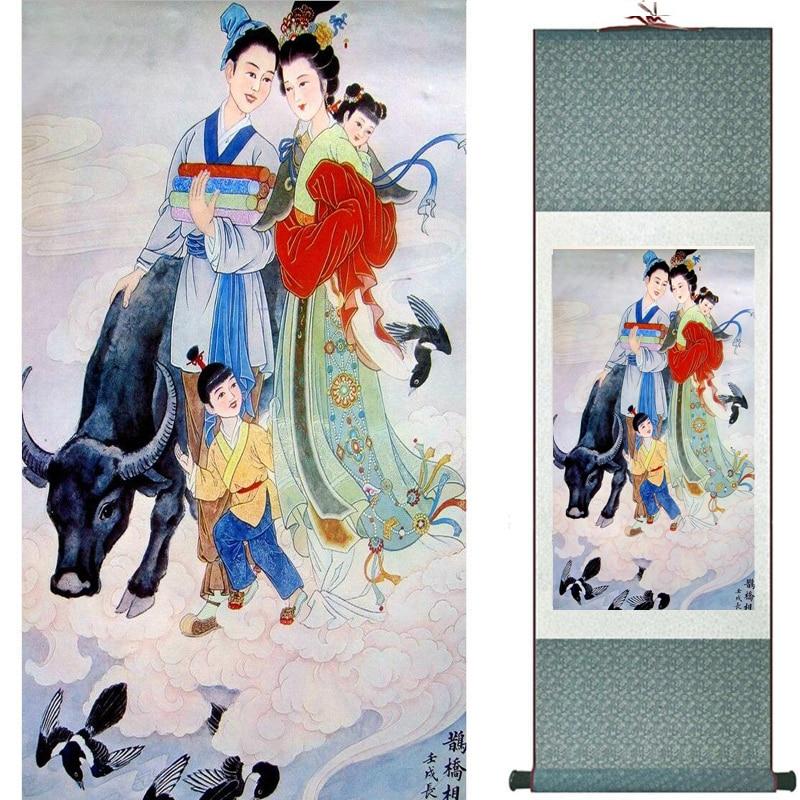 Chinese Art Scroll Painting Pretty Girl Ancient Silk Picture Wall Ideas 20182-Chinese Style Finds™