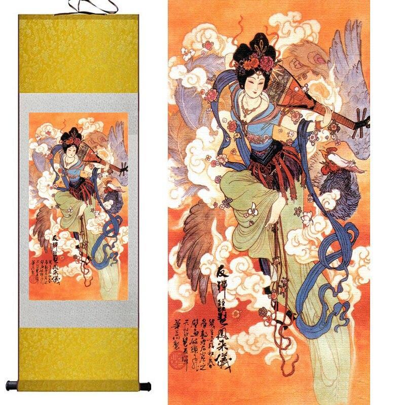 Chinese Art Scroll Painting Pretty Girl Beautiful Woman Ancient Silk Picture Wall Ideas 12438-Chinese Style Finds™