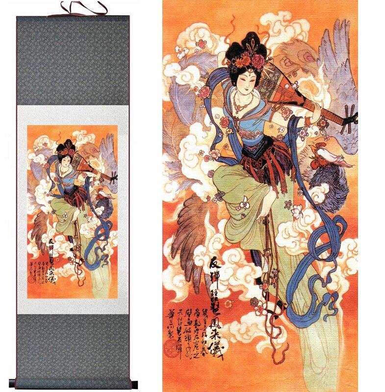 Chinese Art Scroll Painting Pretty Girl Beautiful Woman Ancient Silk Picture Wall Ideas 12438-Chinese Style Finds™