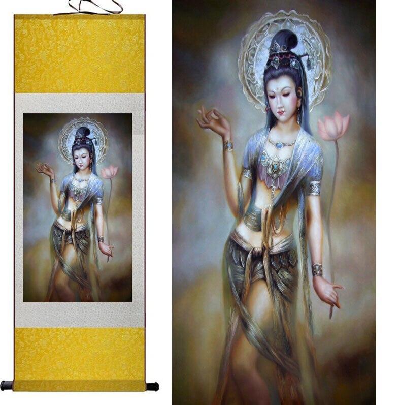 Chinese Art Scroll Painting Pretty Girl Fairy Woman Ancient Silk Picture Wall Ideas 11202-Chinese Style Finds™