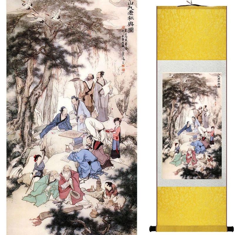 Chinese Art Scroll Painting Pretty Girl Figure Ancient Silk Picture Wall Ideas 18278-Chinese Style Finds™