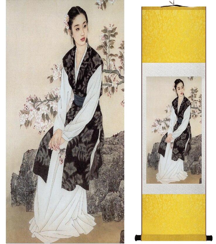 Chinese Art Scroll Painting Pretty Girls Beautiful Women 15322-Chinese Style Finds™