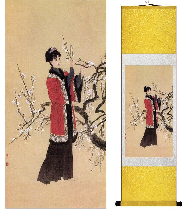 Chinese Art Scroll Painting Pretty Girls Beautiful Women Ancient Silk Picture Wall Ideas 14438-Chinese Style Finds™