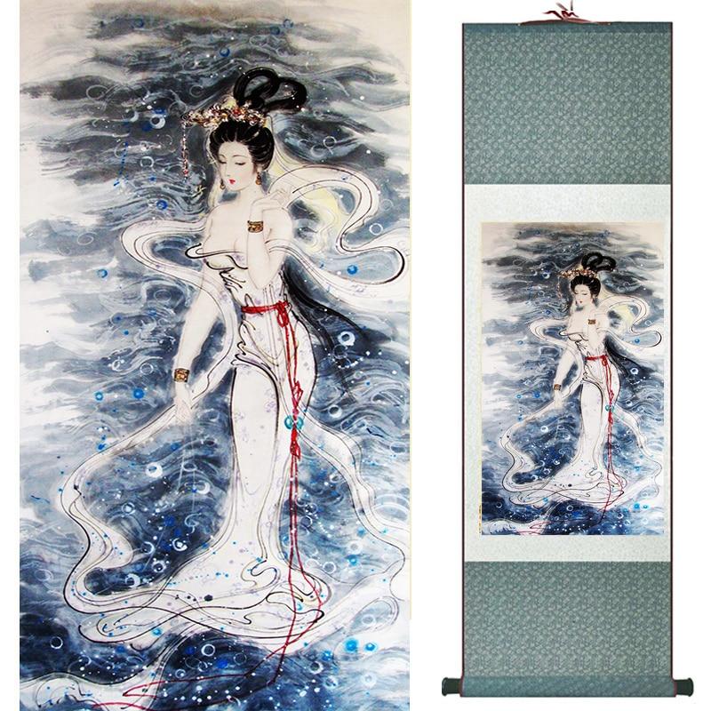 Chinese Art Scroll Painting Pretty Girls Beautiful Women Ancient Silk Picture Wall Ideas 18604-Chinese Style Finds™