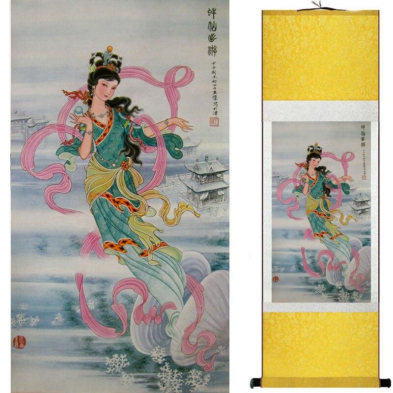 Chinese Art Scroll Painting Pretty Girls Beautiful Women Ancient Silk Picture Wall Ideas 18948-Chinese Style Finds™