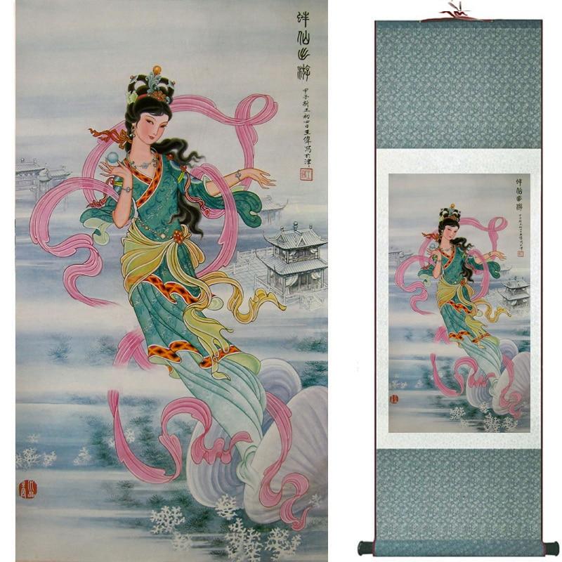 Chinese Art Scroll Painting Pretty Girls Beautiful Women Ancient Silk Picture Wall Ideas 18948-Chinese Style Finds™